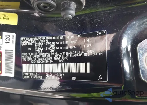 2017 Toyota Sienna Xle Premium 8 Passenger from USA, damaged, VIN 5TDYZ3DC4HS844274